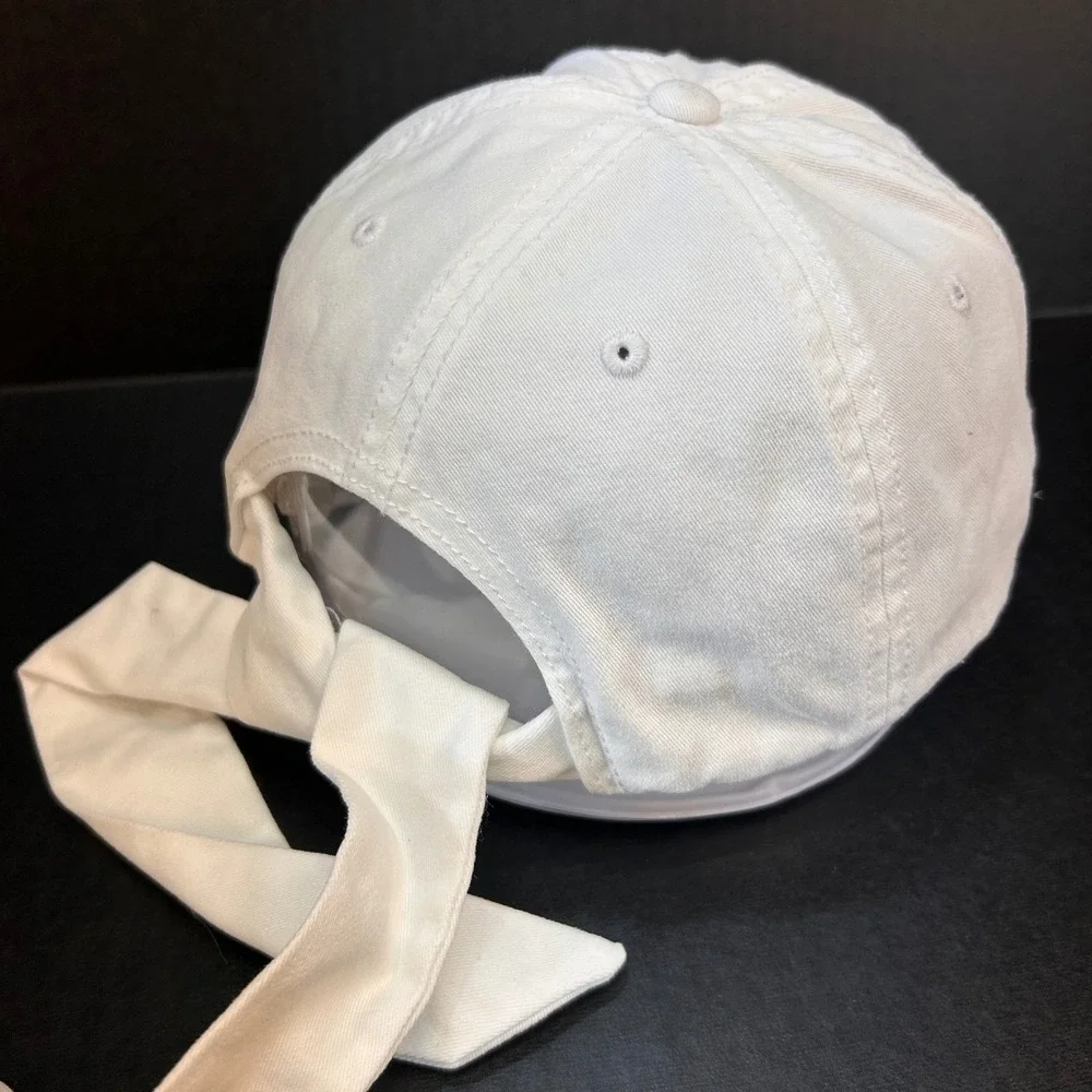 Positive Energy Womens White Unbranded Baseball Hat Bow Back OSFM